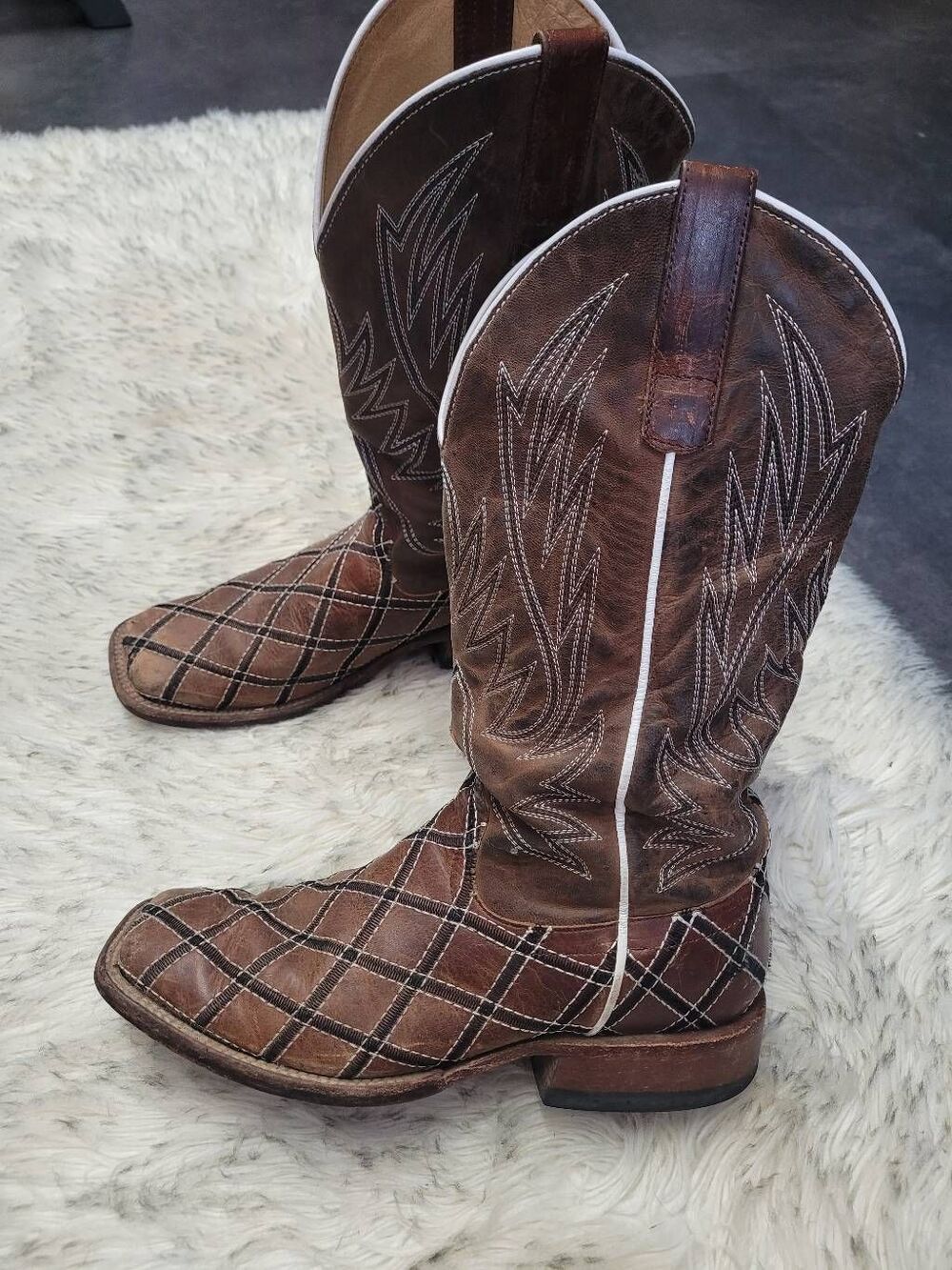 Men's Horse Power Dabotage Patch Square Toe Boots, Size 8.5